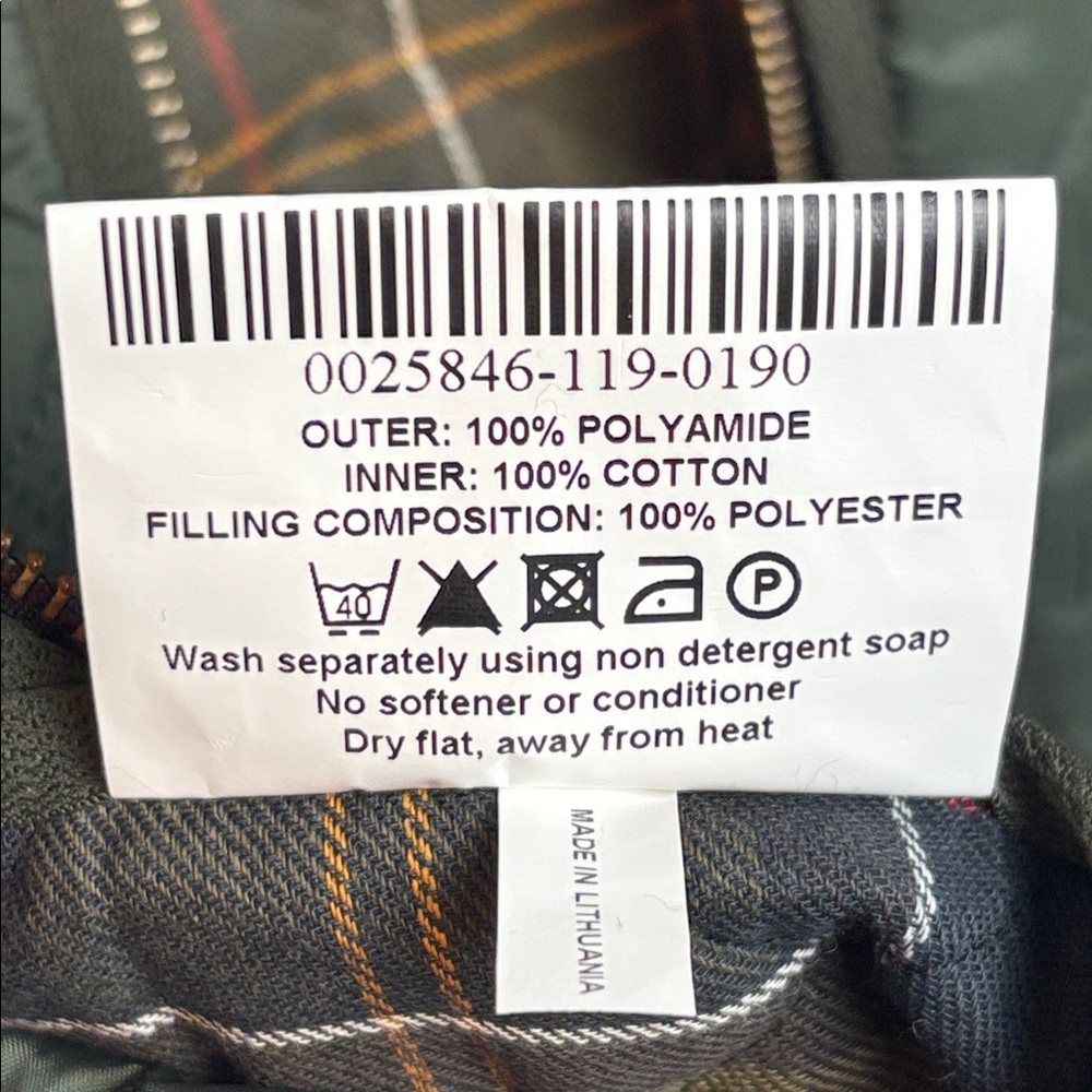 Barbour Men’s Size 44 Diamond Quilted Zip Up Dark Olive Green Vest Equestrian - Picture 8 of 8